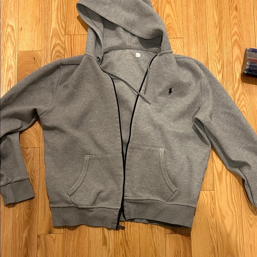 Polo by Ralph Lauren Gray Zip Up Sweater L fits smaller see pics